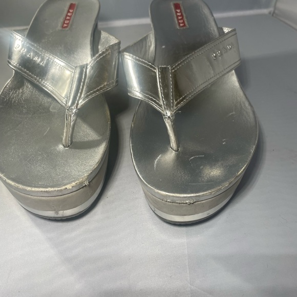 Prada, Silver Platform Sandal - Picture 2 of 5